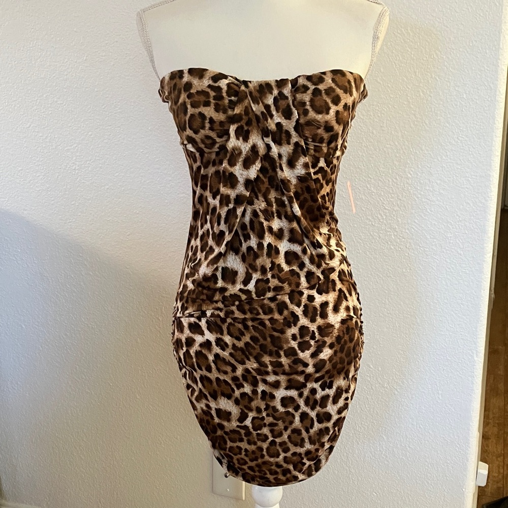Vintage Fashion Magazine Strapless Animal Print Dress Size:M